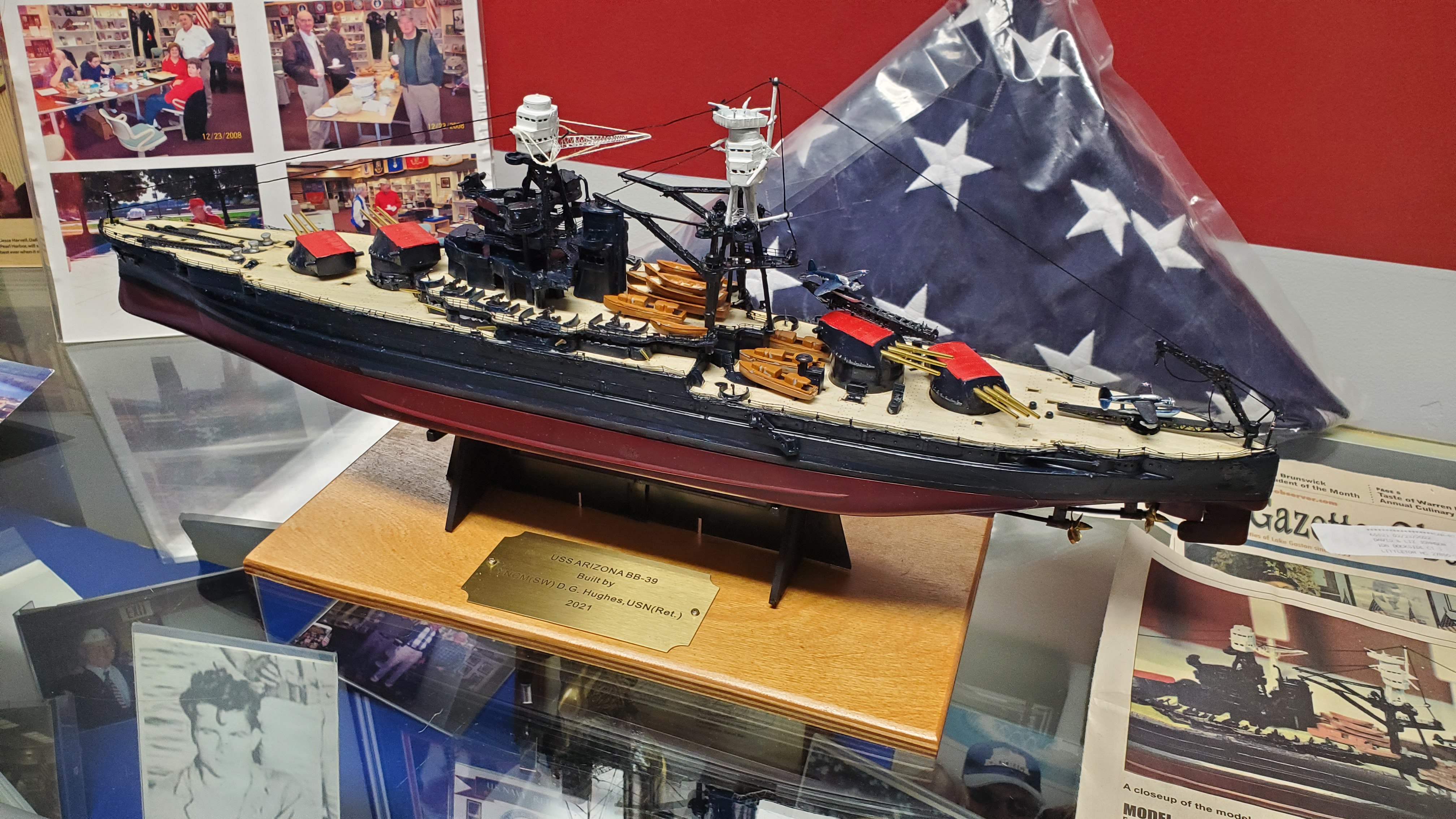 Scale model of the USS Arizona built and donated by Doug Hughes
